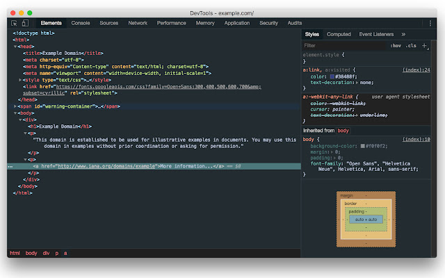 Material DevTools Theme  from Chrome web store to be run with OffiDocs Chromium online