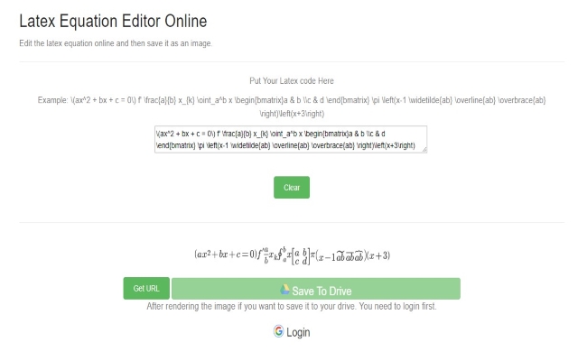 Math Equations/Latex Editor for Google Drive  from Chrome web store to be run with OffiDocs Chromium online