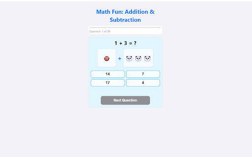 Math Fun: Addition  Subtraction  from Chrome web store to be run with OffiDocs Chromium online