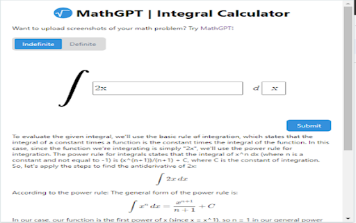 MathGPT | AI Integral Calculator from Chrome web store to be run with OffiDocs Chromium online MathGPT | AI Integral Calculator from Chrome web store to be run with OffiDocs Chromium online