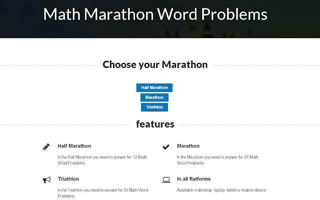 Math Marathon Word Problems  from Chrome web store to be run with OffiDocs Chromium online