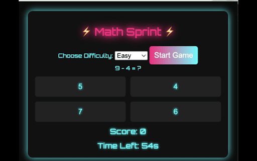 Math Sprint  from Chrome web store to be run with OffiDocs Chromium online