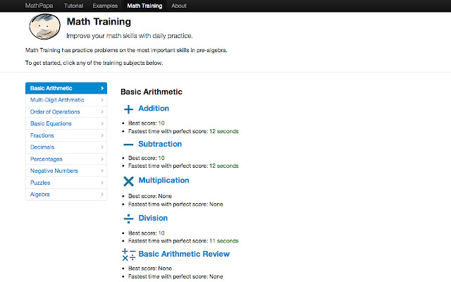 Math Training by MathPapa.com  from Chrome web store to be run with OffiDocs Chromium online