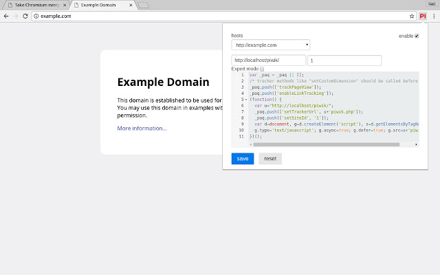 Matomo Browser Injector  from Chrome web store to be run with OffiDocs Chromium online