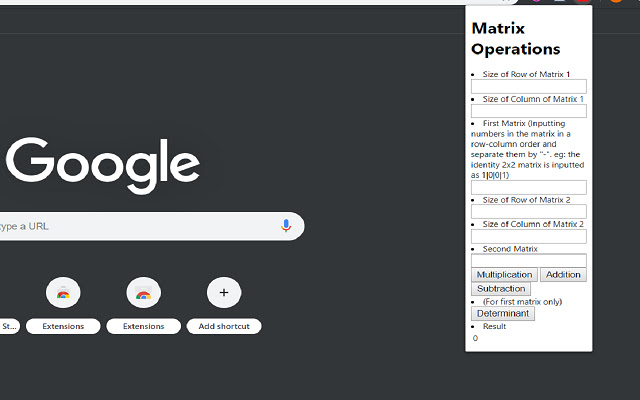 Matrix Operation  from Chrome web store to be run with OffiDocs Chromium online