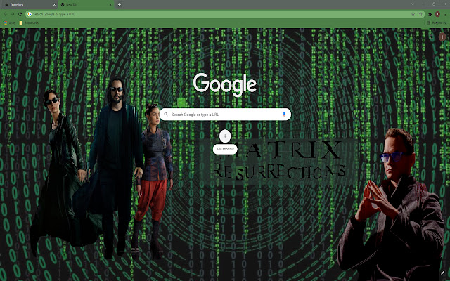 Matrix Resurrection Wallpaper Theme  from Chrome web store to be run with OffiDocs Chromium online