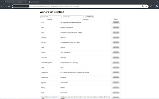 Mauerstrassen Wetten Wort Ersetzer  from Chrome web store to be run with OffiDocs Chromium online