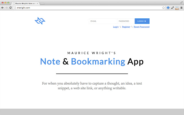 Maurice Wright Note and Bookmarking App  from Chrome web store to be run with OffiDocs Chromium online