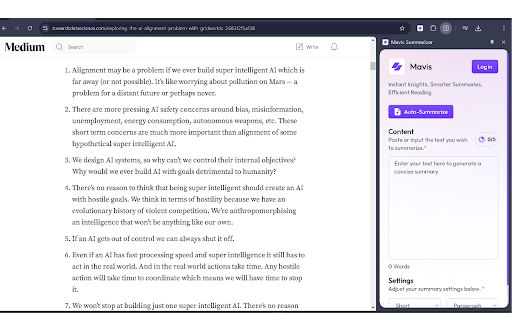 Mavis Summarize  from Chrome web store to be run with OffiDocs Chromium online
