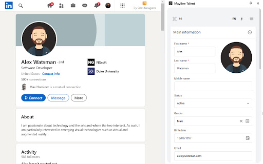 MayBee Talent  from Chrome web store to be run with OffiDocs Chromium online