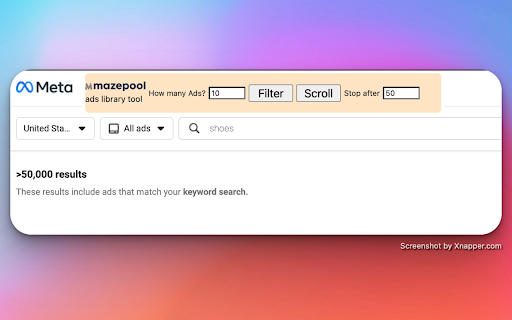 Mazepoolads library tool for Meta™️  from Chrome web store to be run with OffiDocs Chromium online