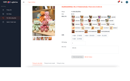 MBY Logistics: Đặt hàng Trung Quốc  from Chrome web store to be run with OffiDocs Chromium online