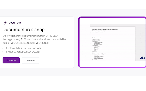 MCX Marketing Cloud eXtension  from Chrome web store to be run with OffiDocs Chromium online