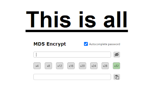 MD5 Encrypt  from Chrome web store to be run with OffiDocs Chromium online