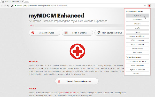 MDCM Quick Links  from Chrome web store to be run with OffiDocs Chromium online