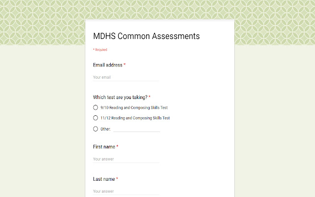 MDHS Common Assessments  from Chrome web store to be run with OffiDocs Chromium online