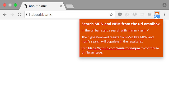 mdn npm da Chrome web store para ser executado com OffiDocs Chromium online
