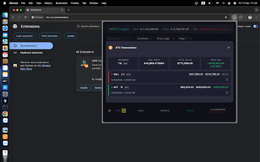 MDW Crypto Portfolio Tracker  from Chrome web store to be run with OffiDocs Chromium online
