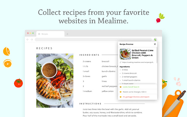 Mealime Recipe Collector  from Chrome web store to be run with OffiDocs Chromium online