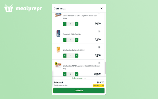 MealPrepr  from Chrome web store to be run with OffiDocs Chromium online