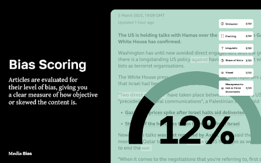 Media Bias Detect Biased Articles Online  from Chrome web store to be run with OffiDocs Chromium online