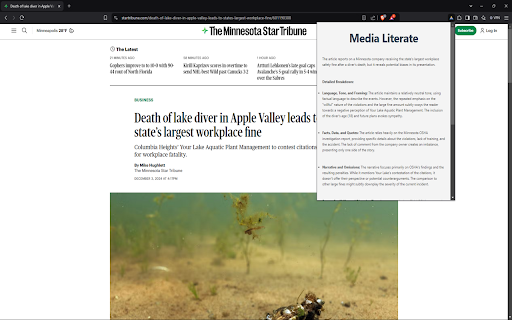 Media Literate  from Chrome web store to be run with OffiDocs Chromium online