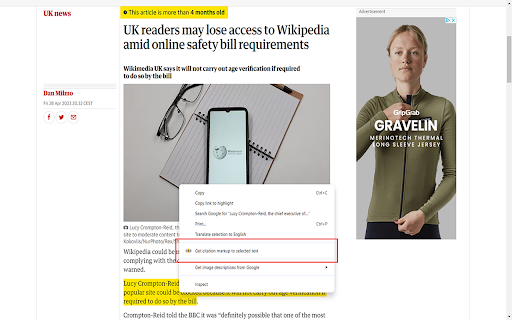 Mediawiki Cite Web Markup Wizard  from Chrome web store to be run with OffiDocs Chromium online