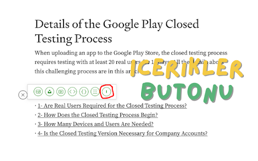 Medium İçerik Tablosu  from Chrome web store to be run with OffiDocs Chromium online