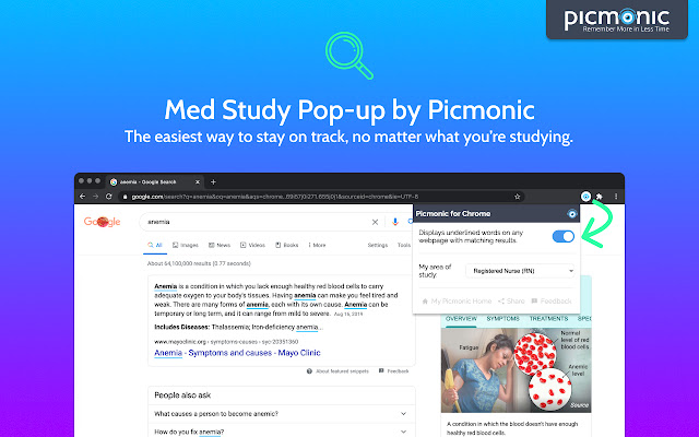 Med Study Pop up by Picmonic  from Chrome web store to be run with OffiDocs Chromium online