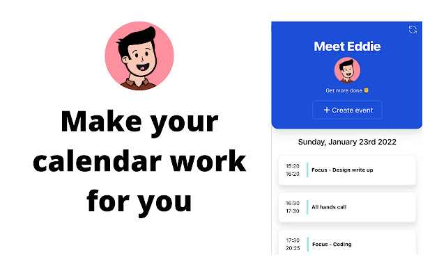 Meet Eddie Productivity for Google calendar  from Chrome web store to be run with OffiDocs Chromium online