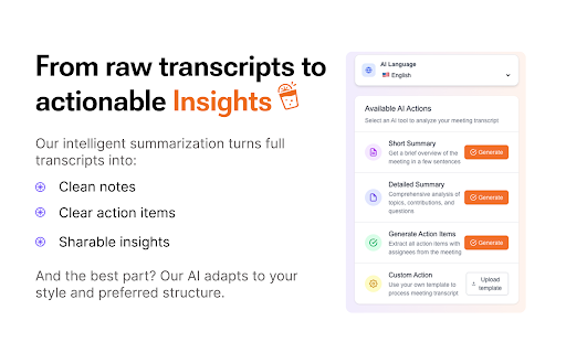 MeetingJuice: AI Actions for Google Meet  from Chrome web store to be run with OffiDocs Chromium online