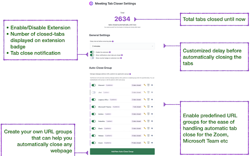 Meeting Tab Closer  from Chrome web store to be run with OffiDocs Chromium online