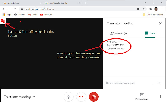 Meeting Translator  from Chrome web store to be run with OffiDocs Chromium online