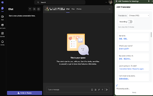 Meeting Translator English to Multilingual  from Chrome web store to be run with OffiDocs Chromium online