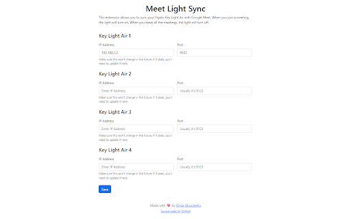Meet Light Sync  from Chrome web store to be run with OffiDocs Chromium online