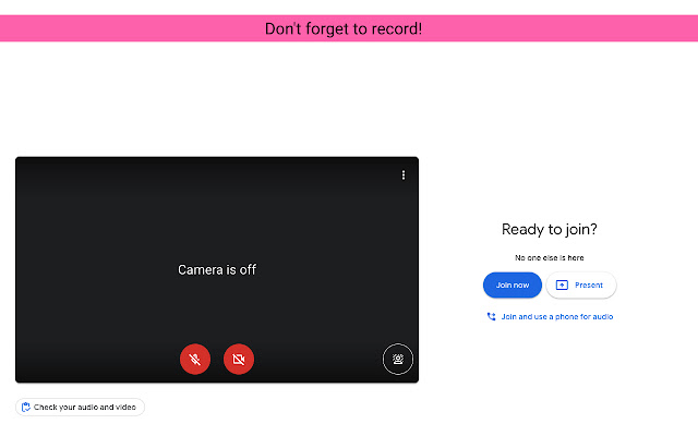 Meet Record Reminder  from Chrome web store to be run with OffiDocs Chromium online