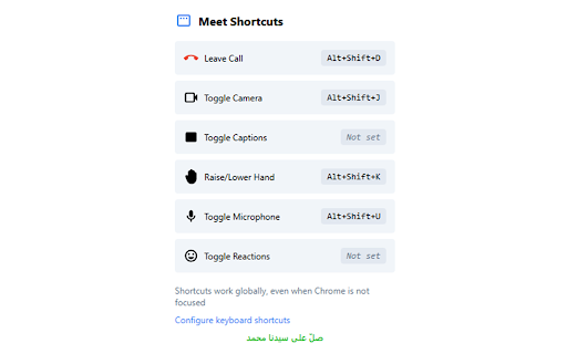 Meet Shortcuts  from Chrome web store to be run with OffiDocs Chromium online