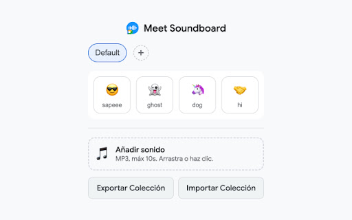 Meet Soundboard  from Chrome web store to be run with OffiDocs Chromium online