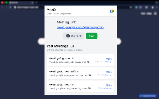MeetX  from Chrome web store to be run with OffiDocs Chromium online