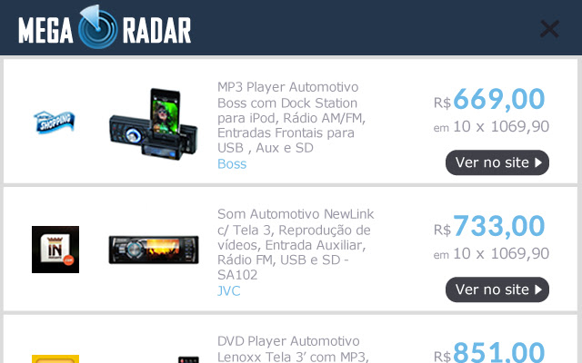 Mega Radar  from Chrome web store to be run with OffiDocs Chromium online