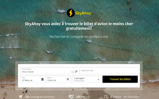 Meilleur Comparateur de Vol Skyahoy.Com  from Chrome web store to be run with OffiDocs Chromium online