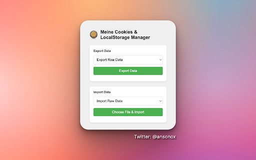 Meine Cookies  LocalStorage Manager  from Chrome web store to be run with OffiDocs Chromium online