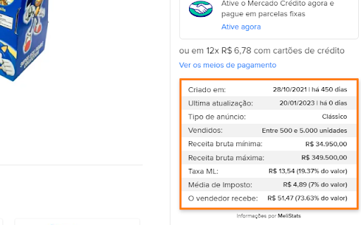 Meli Stats  from Chrome web store to be run with OffiDocs Chromium online