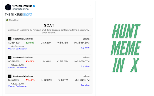 MemeHunt  from Chrome web store to be run with OffiDocs Chromium online