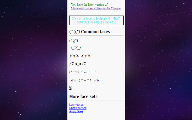 Memelords Lenny Face extension  from Chrome web store to be run with OffiDocs Chromium online