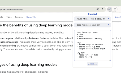 Memopad  from Chrome web store to be run with OffiDocs Chromium online