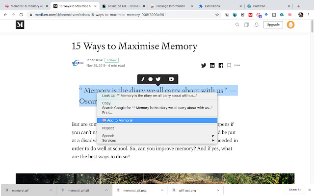 Memorai – AI memory assistant for Anki  from Chrome web store to be run with OffiDocs Chromium online