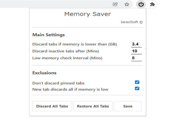 Memory Saver  from Chrome web store to be run with OffiDocs Chromium online