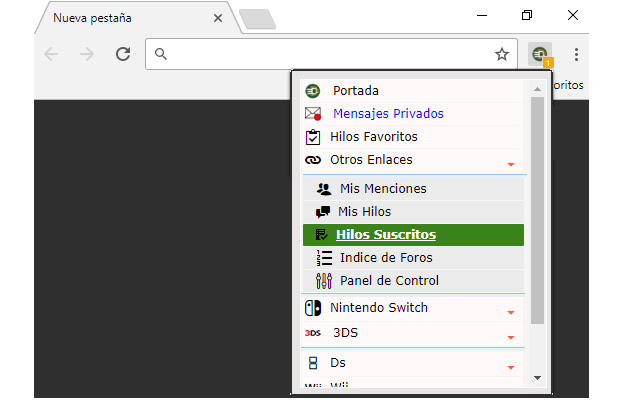Menú para foro ElOtroLado.net  from Chrome web store to be run with OffiDocs Chromium online