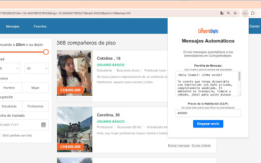 Mensajes Automáticos en CompartoDepto  from Chrome web store to be run with OffiDocs Chromium online